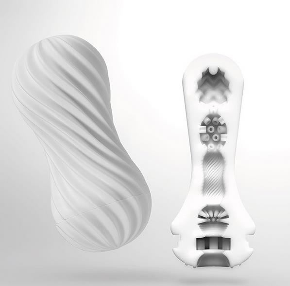 TENGA FLEX Flexible Spiraling Masturbator Cup with adjustable suction and realistic spiral texture for intense male pleasure.