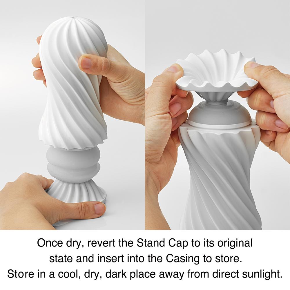 TENGA FLEX Flexible Spiraling Masturbator Cup with adjustable suction and realistic spiral texture for intense male pleasure.