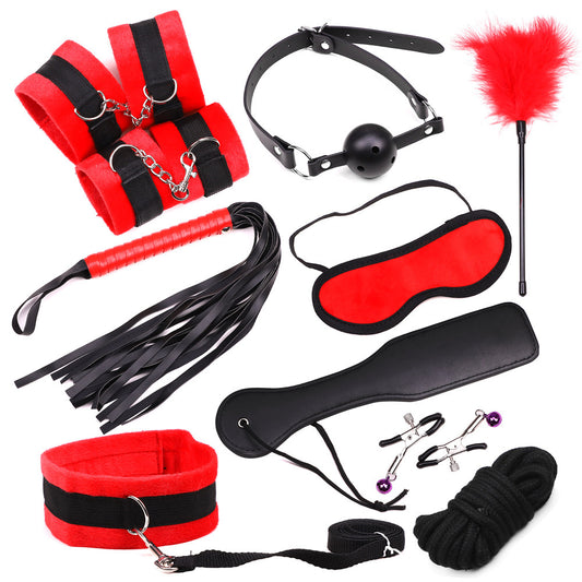 10-piece plush bondage and flirting kit, perfect for couples looking to explore light BDSM, restraint play, and role play.