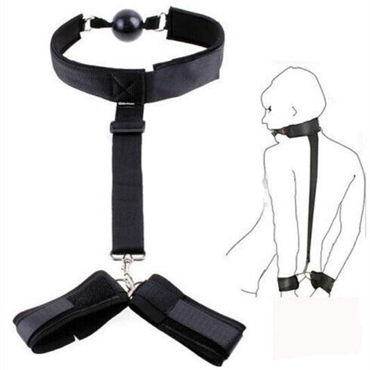 BDSM Handcuffs & Gag Restraint Set for Sensual Bondage and Dominance Play