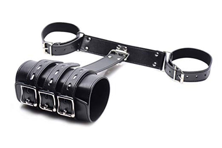 Bondage Restraints for Couples – Leather Handcuffs & Armbinder for Role Play