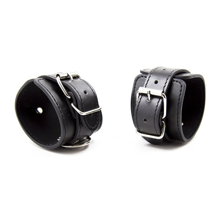 Adjustable leather restraint cuffs for hands and feet