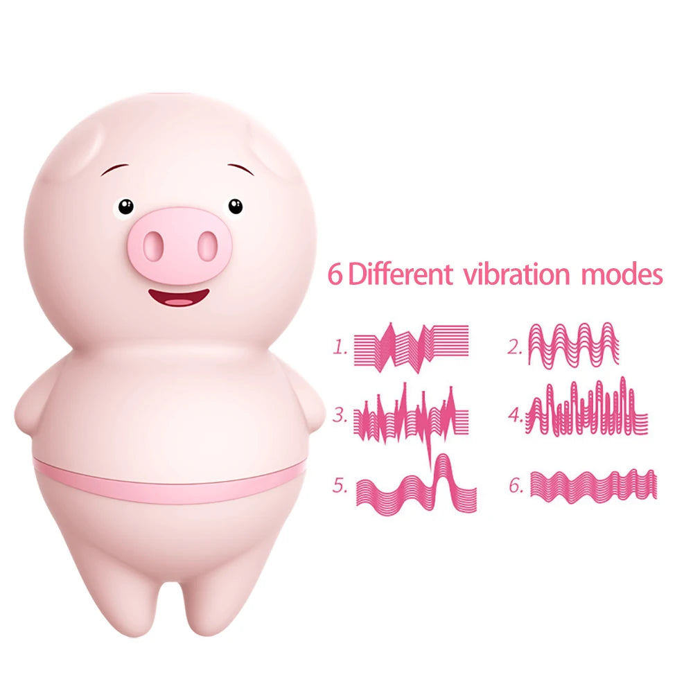 Rechargeable cute pig vibrator with tongue licking feature for intense clitoral pleasure and nipple massaging.