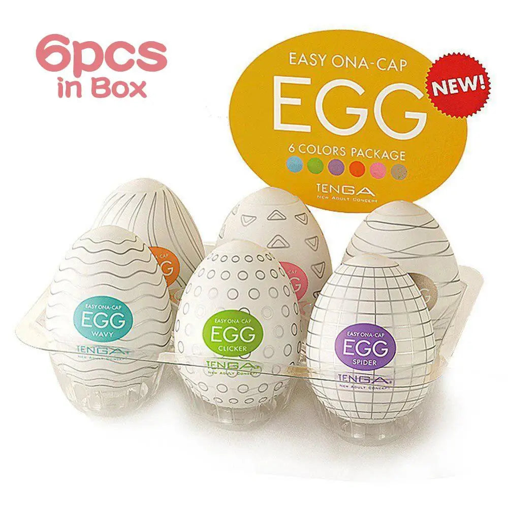 Tenga 6pcs Egg Masturbator Set with unique textures for vaginal and G-spot stimulation.